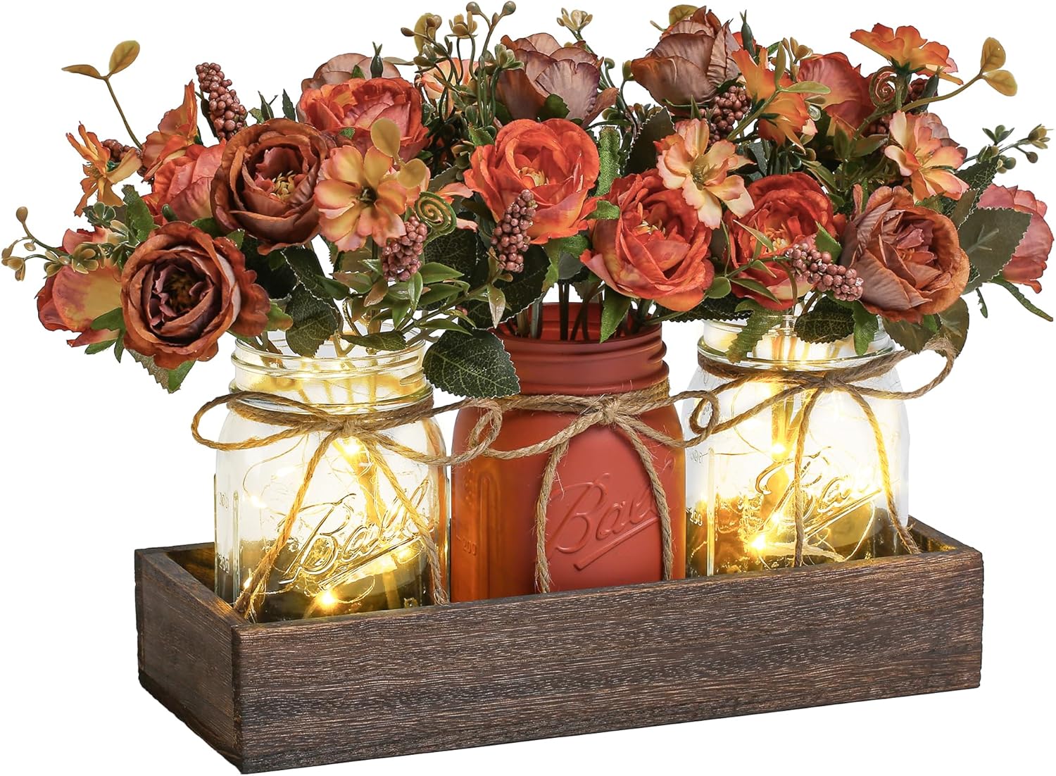 3 Pcs Mason Jar Centerpiece Table Decorations for Dining Table Decor