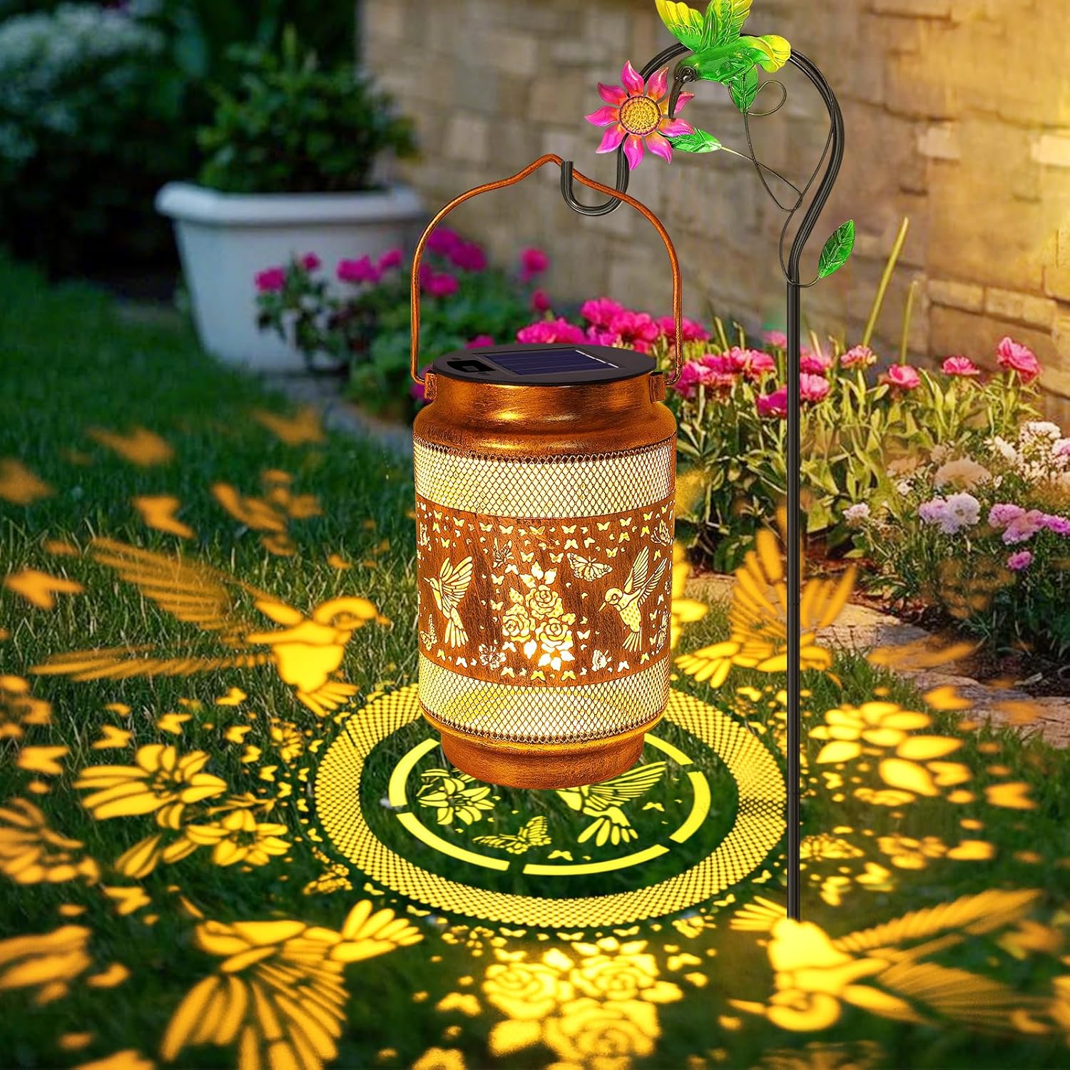 Hummingbird Solar Lanterns Outdoor Waterproof with Shepherd Hook, Perfect Gifts for Christmas